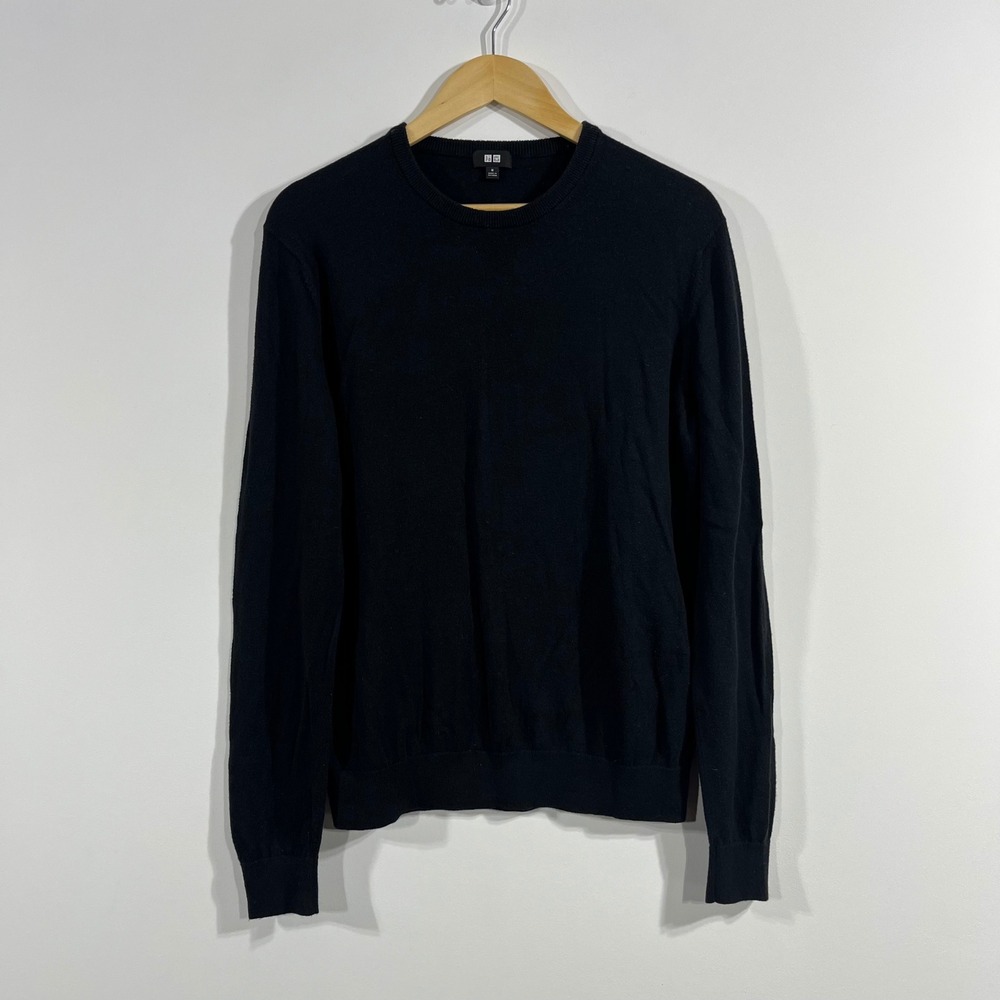Uniqlo Quiet Luxury Preppy Cotton Cashmere Crewneck‎ Sweater Black Mens Medium